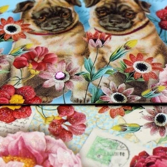 Punch Studio Glitter & Gem Embellished Mini Pocket Notepad - Garden Pugs (64547) - Picture 3 of 4